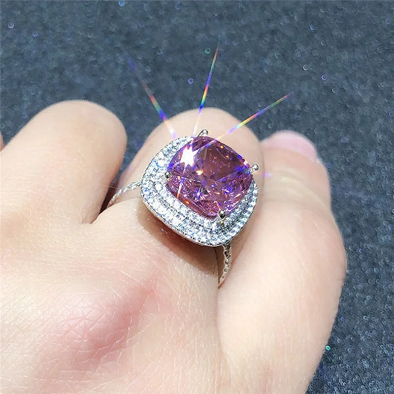 Pink Cubic Zirconia Wedding Rings