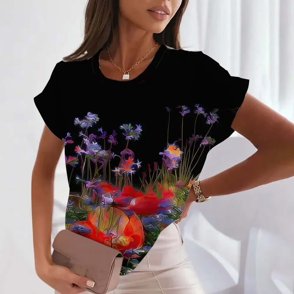 Flower Pattern T Shirt