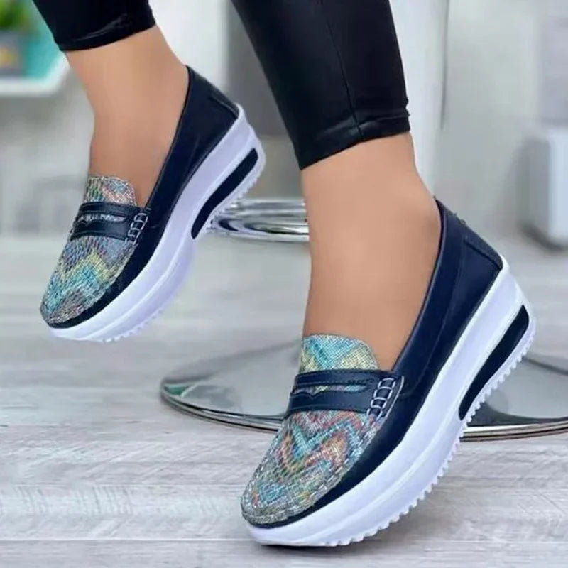 Women Sneakers Leather Fashion Wedge