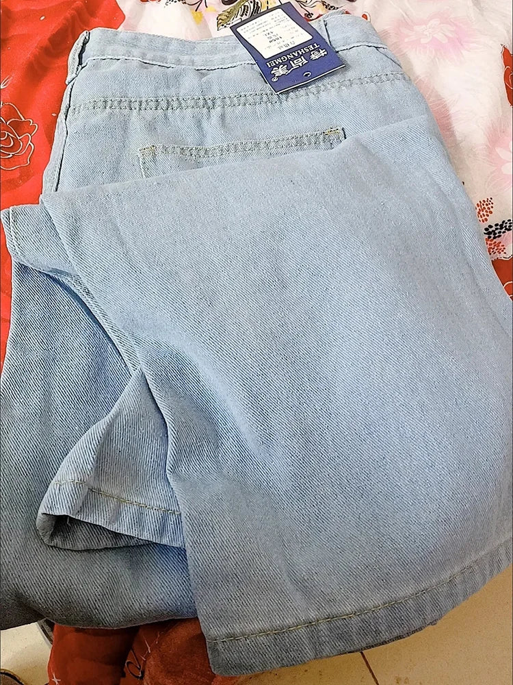 Casual High Waist Large Straight Jeans Pants