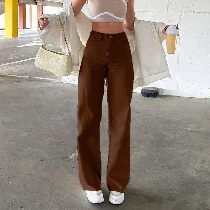 High-waisted Straight Pants