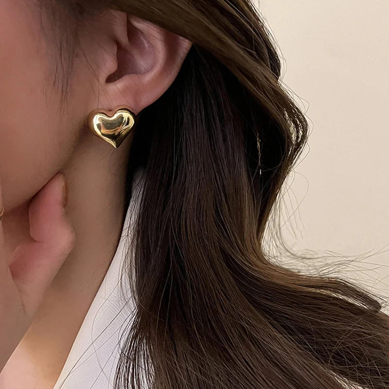 Metal Heart Stud Earrings