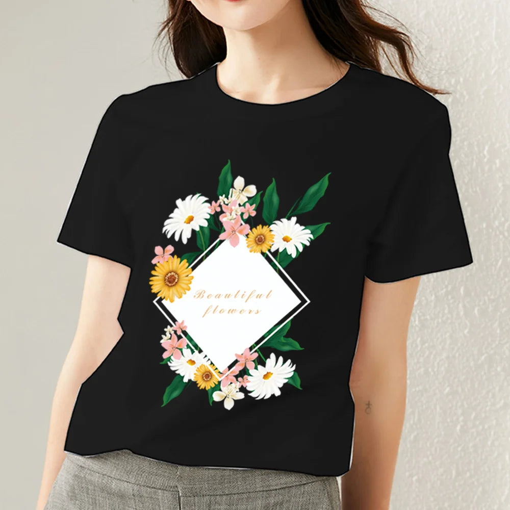 Women's T-shirt Casual Slim Round Neck