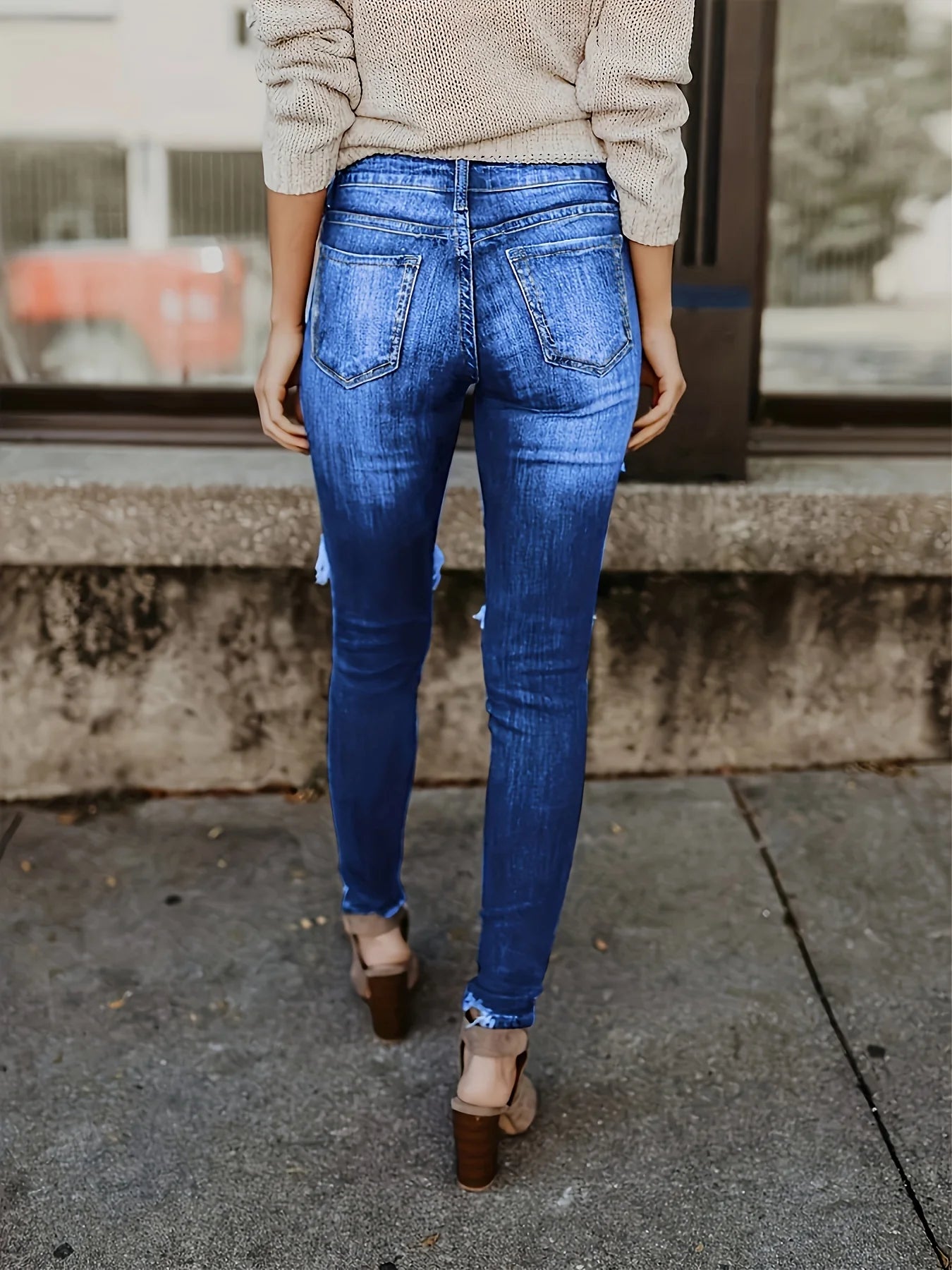 Blue Ripped Skinny Jeans