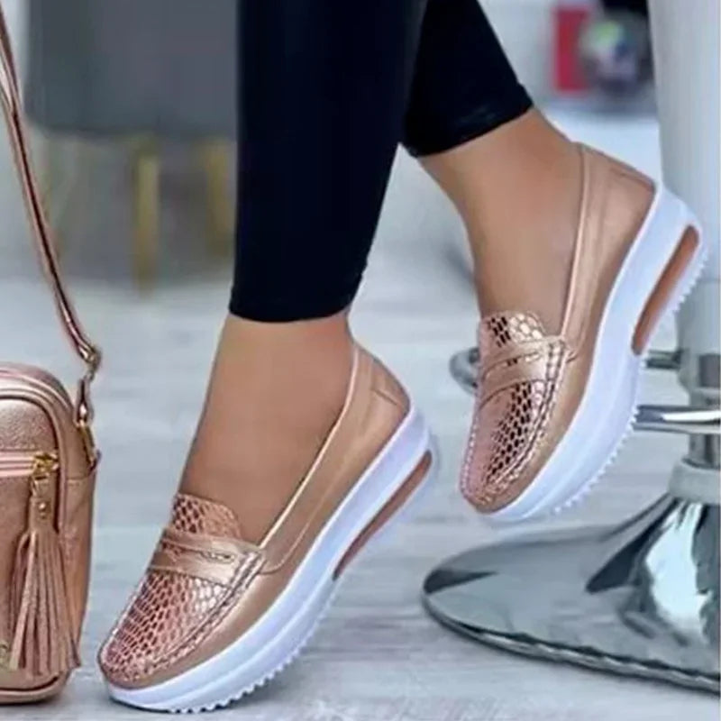 Women Sneakers Leather Fashion Wedge