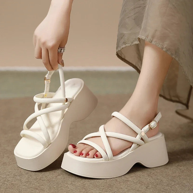 Fashion Cross Strap Platform Sandals