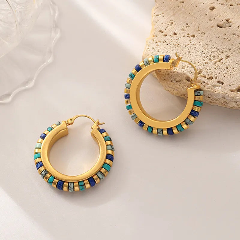 Retro Jewelry Green Stones Earrings