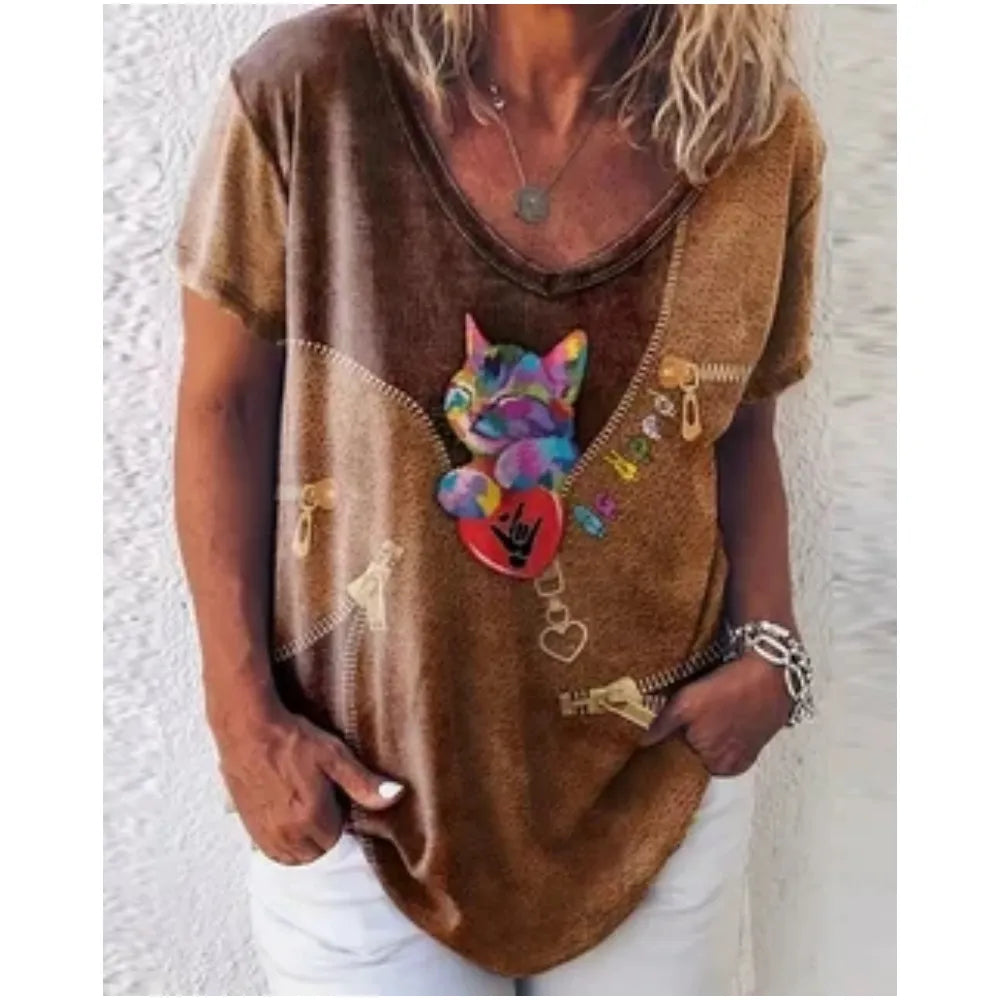 Retro Women's Cat T Shirt