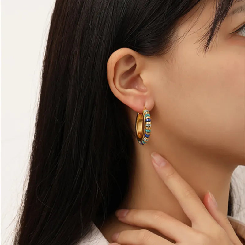 Retro Jewelry Green Stones Earrings