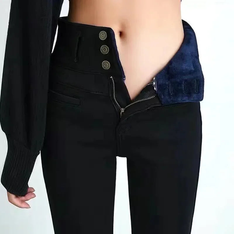 S-5XL Plus Velvet White Jeans