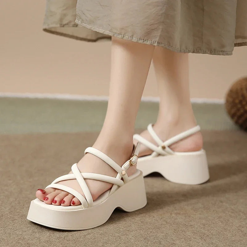 Fashion Cross Strap Platform Sandals