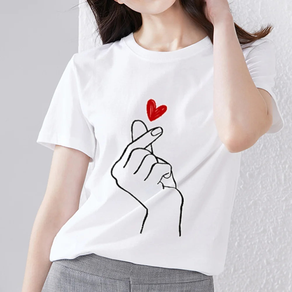 Women's Trend Sweet Wild Printing Love Pattern Shirt