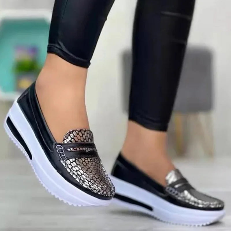 Women Sneakers Leather Fashion Wedge