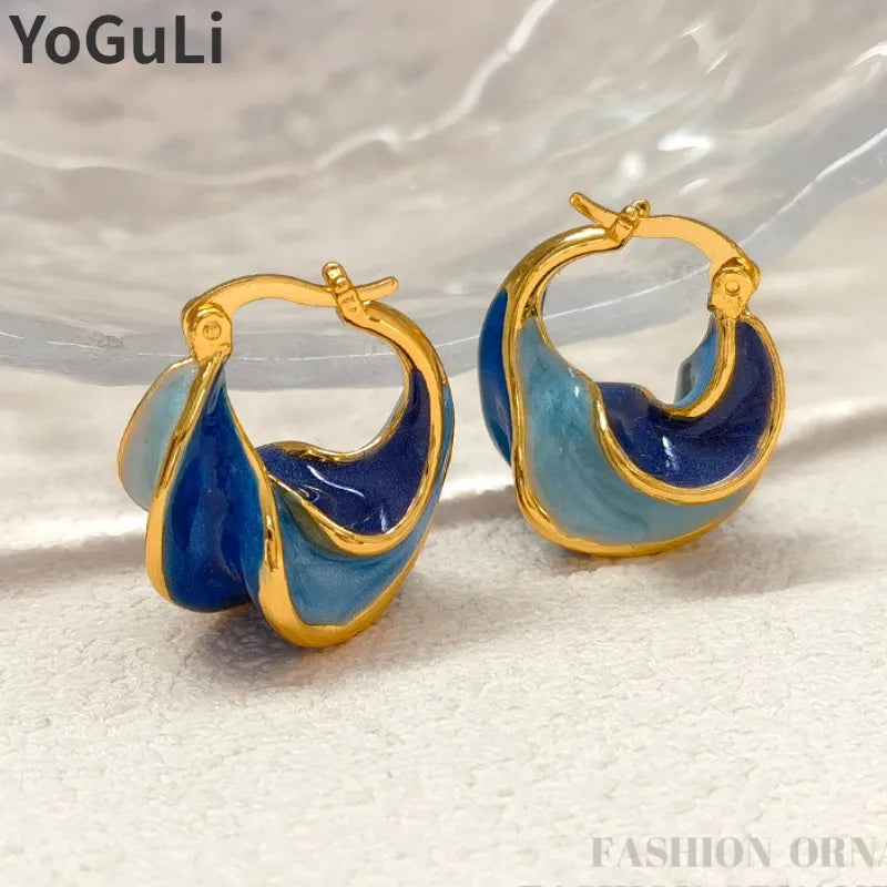 Geometric Blue Earrings