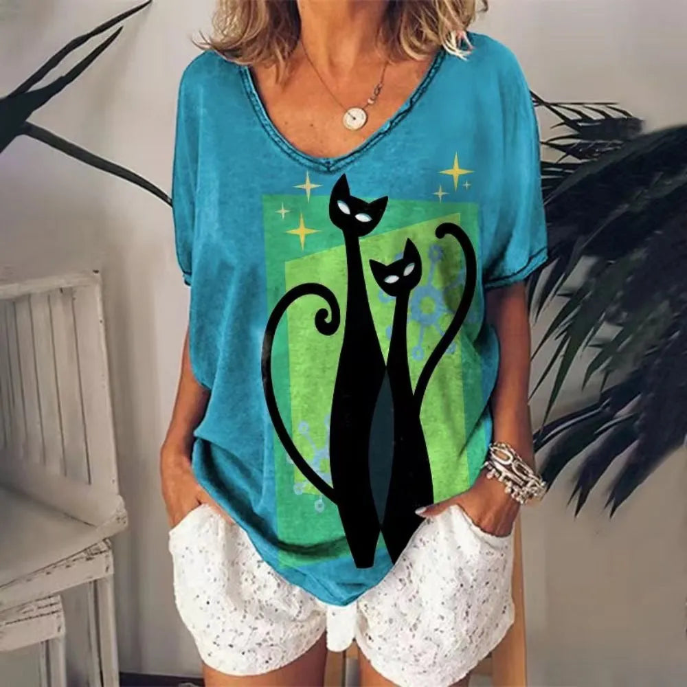 Retro Women's Cat T Shirt