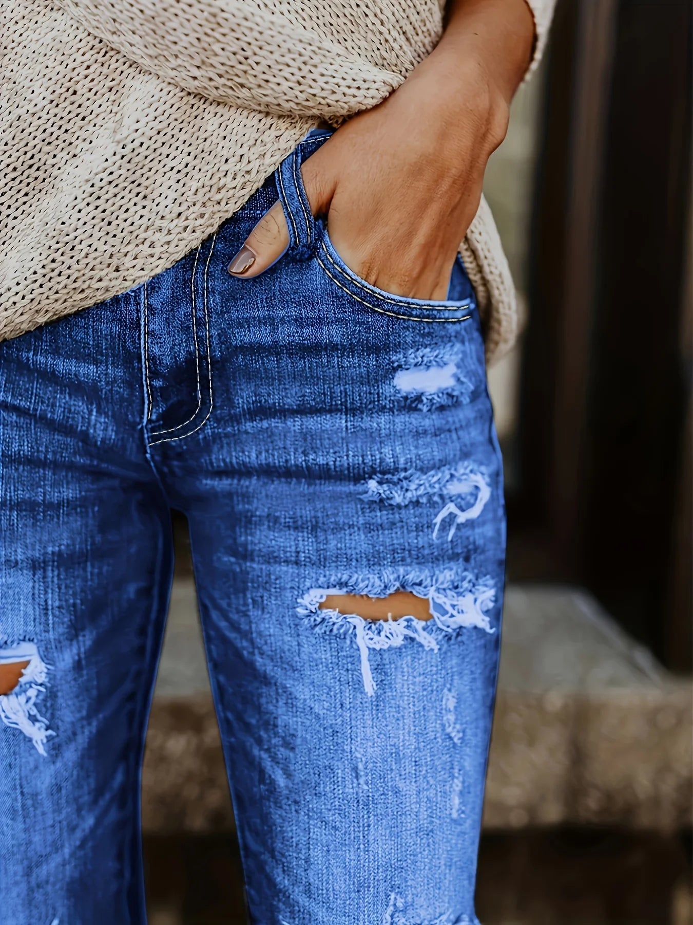 Blue Ripped Skinny Jeans