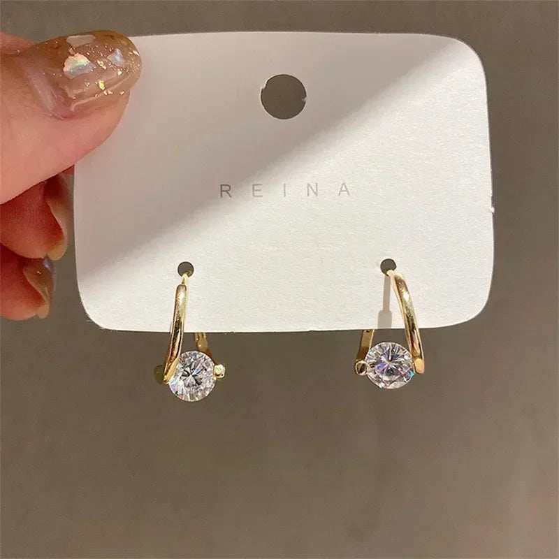 Round Zircon Simple Dangle Earrings