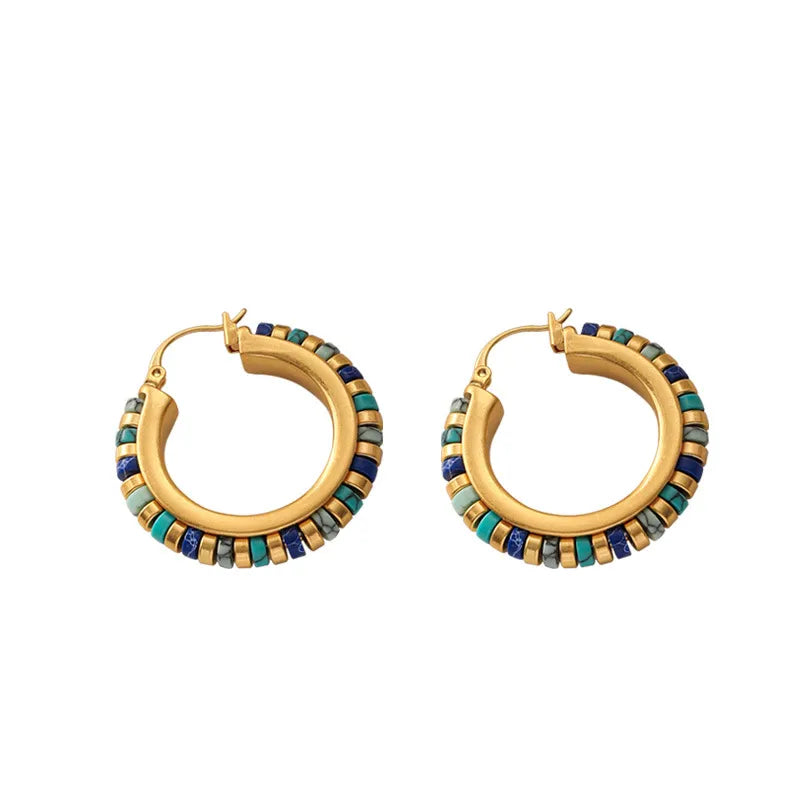 Retro Jewelry Green Stones Earrings