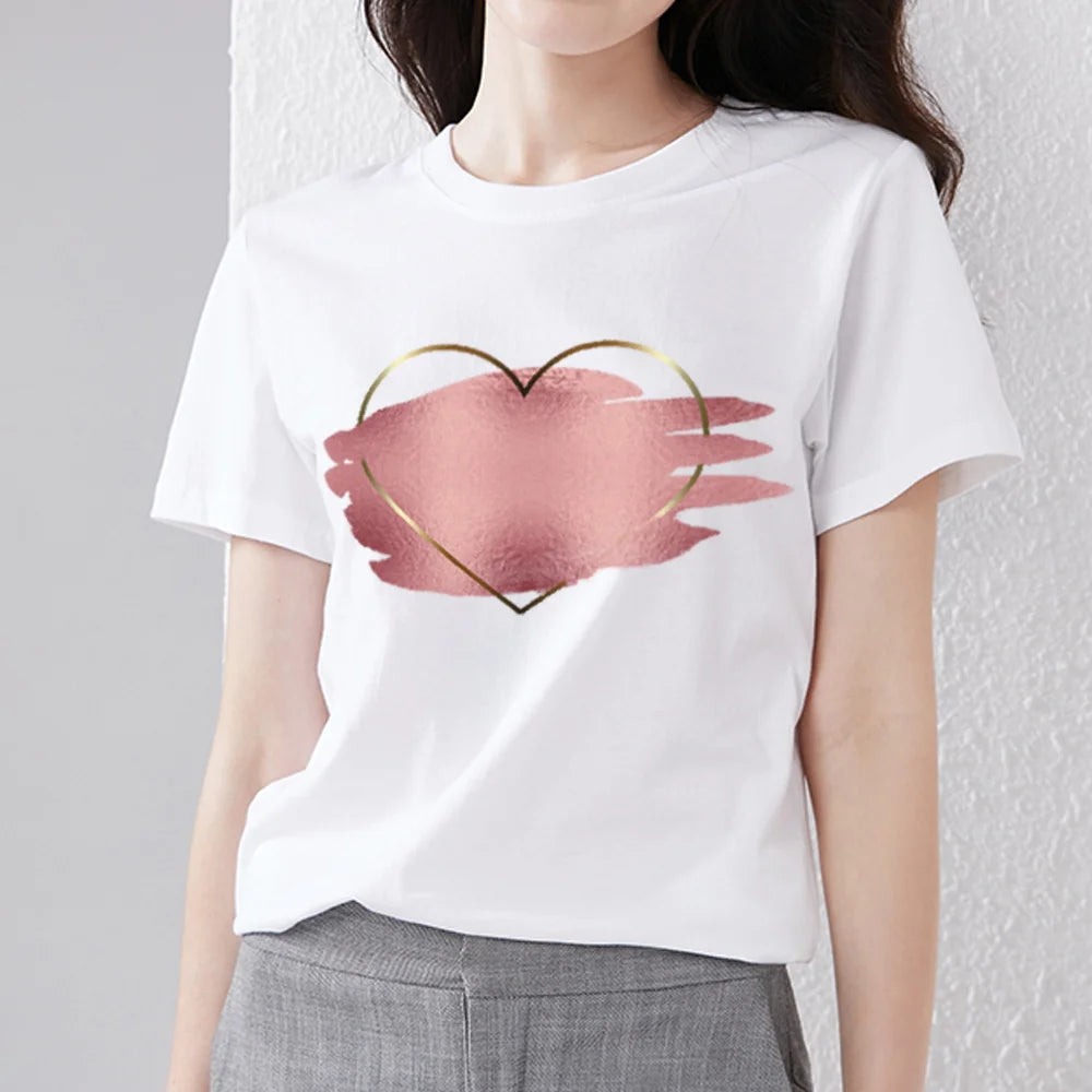 Women's Trend Sweet Wild Printing Love Pattern Shirt