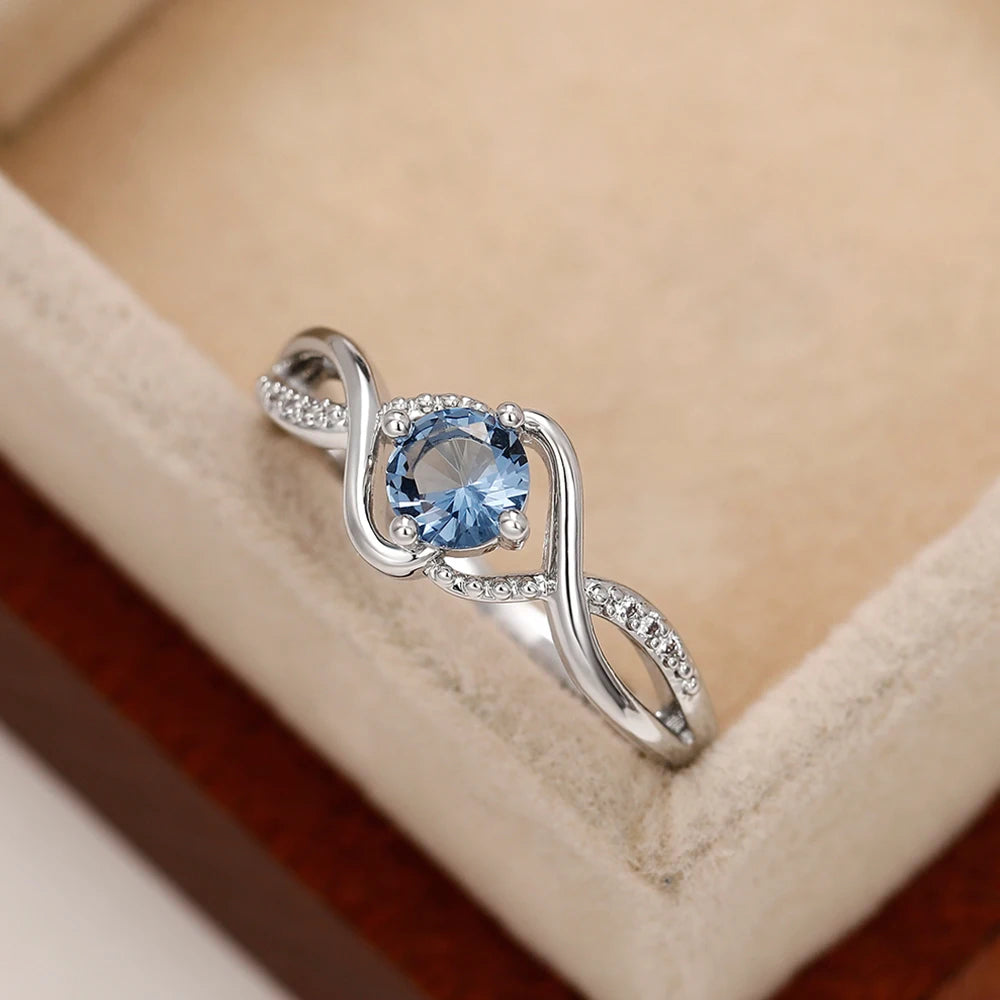 Charming Blue Cubic Zirconia Ring