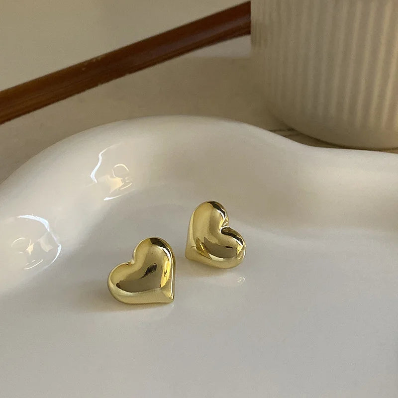 Metal Heart Stud Earrings