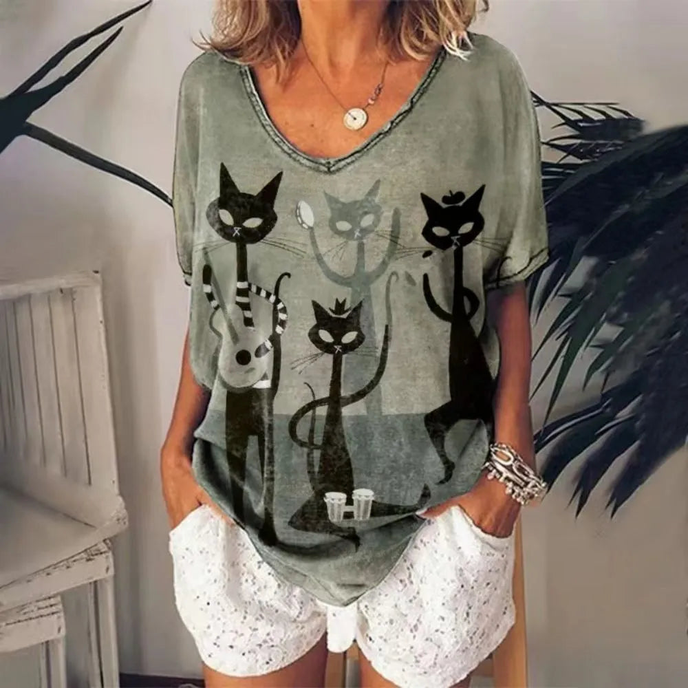 Retro Women's Cat T Shirt