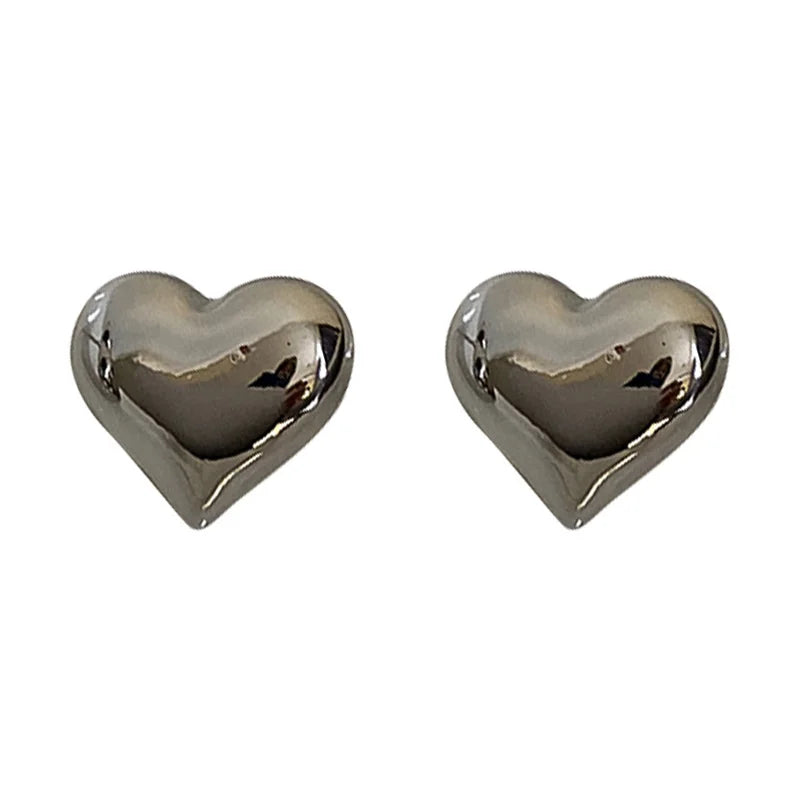 Metal Heart Stud Earrings