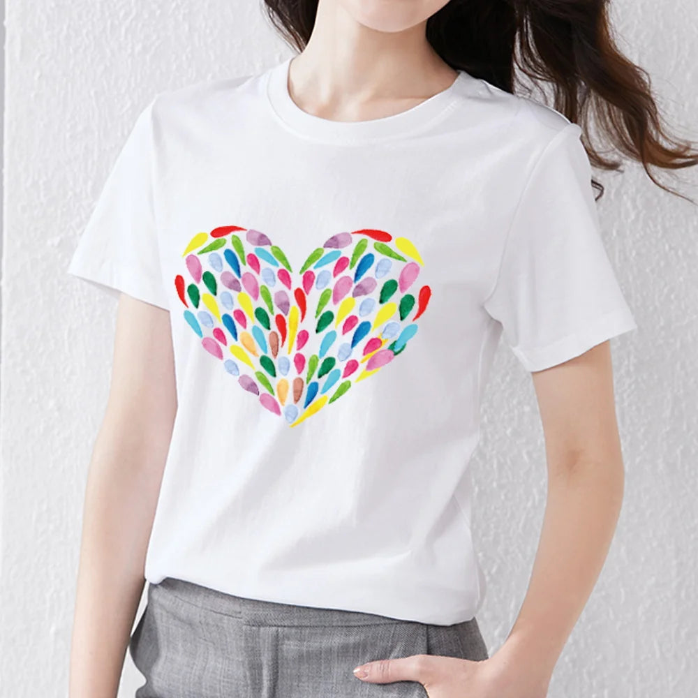 Women's Trend Sweet Wild Printing Love Pattern Shirt