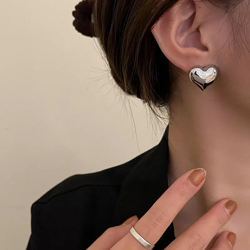 Metal Heart Stud Earrings