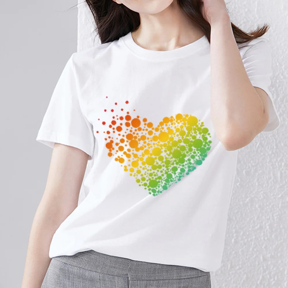 Women's Trend Sweet Wild Printing Love Pattern Shirt