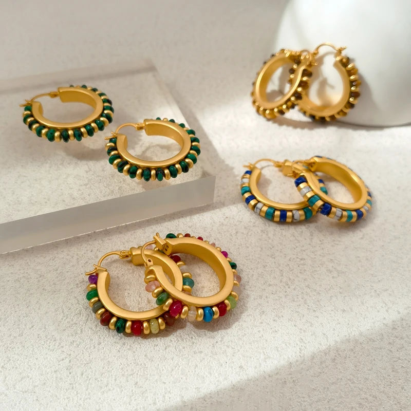 Retro Jewelry Green Stones Earrings