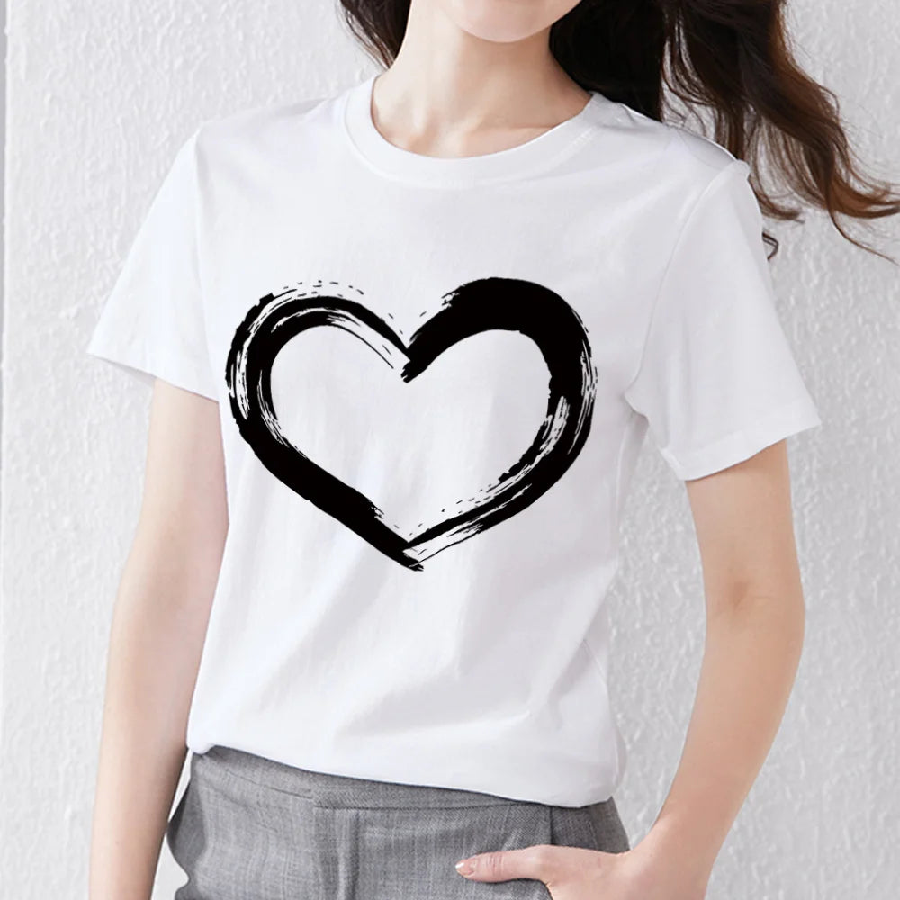 Women's Trend Sweet Wild Printing Love Pattern Shirt