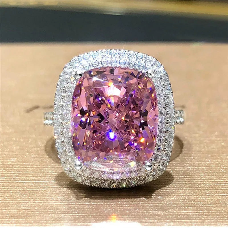 Pink Cubic Zirconia Wedding Rings