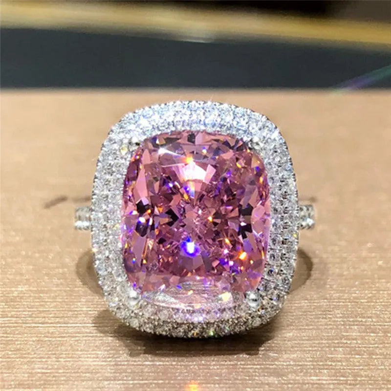 Pink Cubic Zirconia Wedding Rings