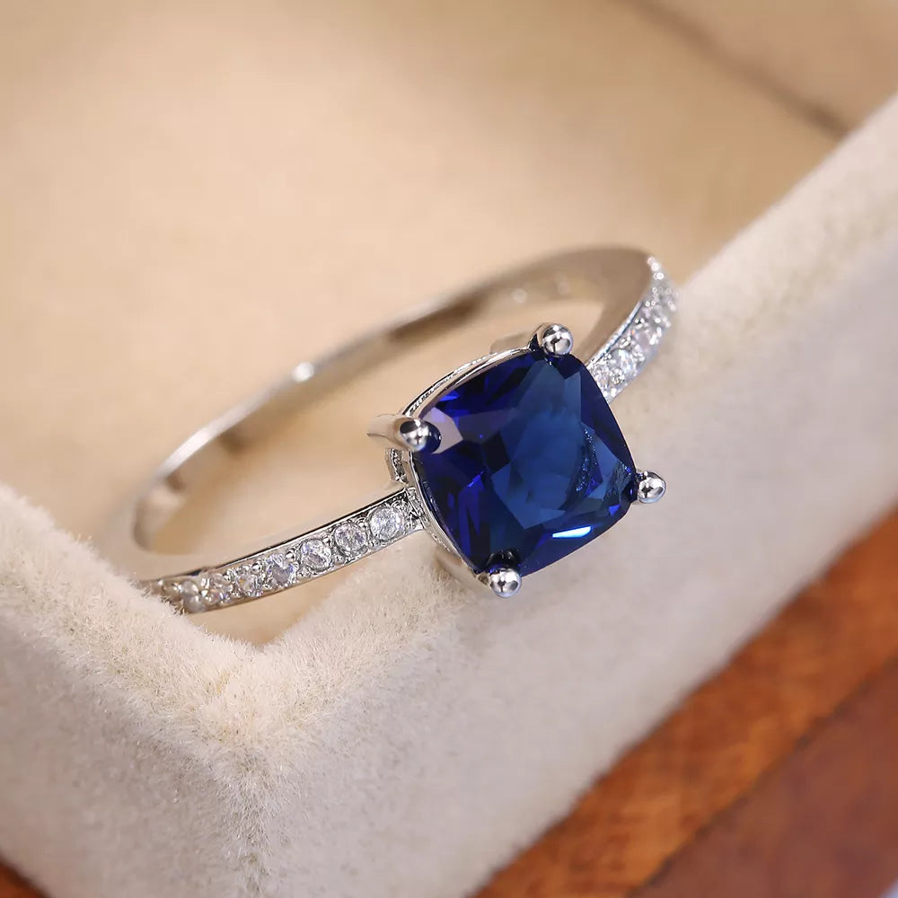 Square Blue Series Stone Women Ring