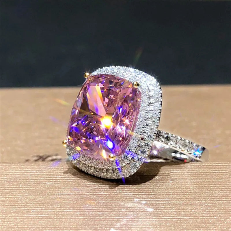 Pink Cubic Zirconia Wedding Rings