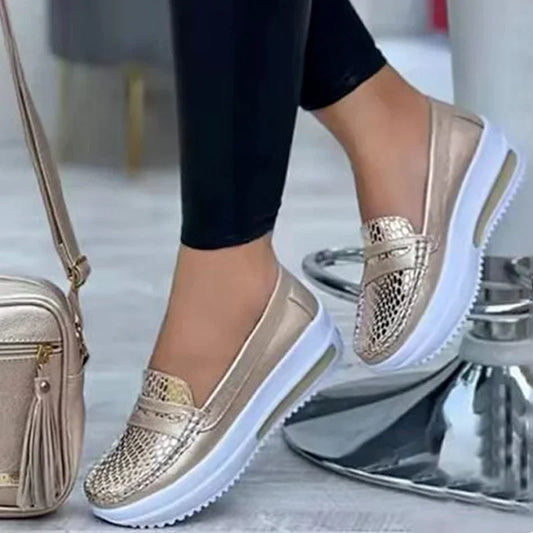 Women Sneakers Leather Fashion Wedge