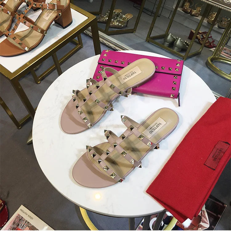 Luxury Genuine Leather Sexy Open Toe Flat Sandals