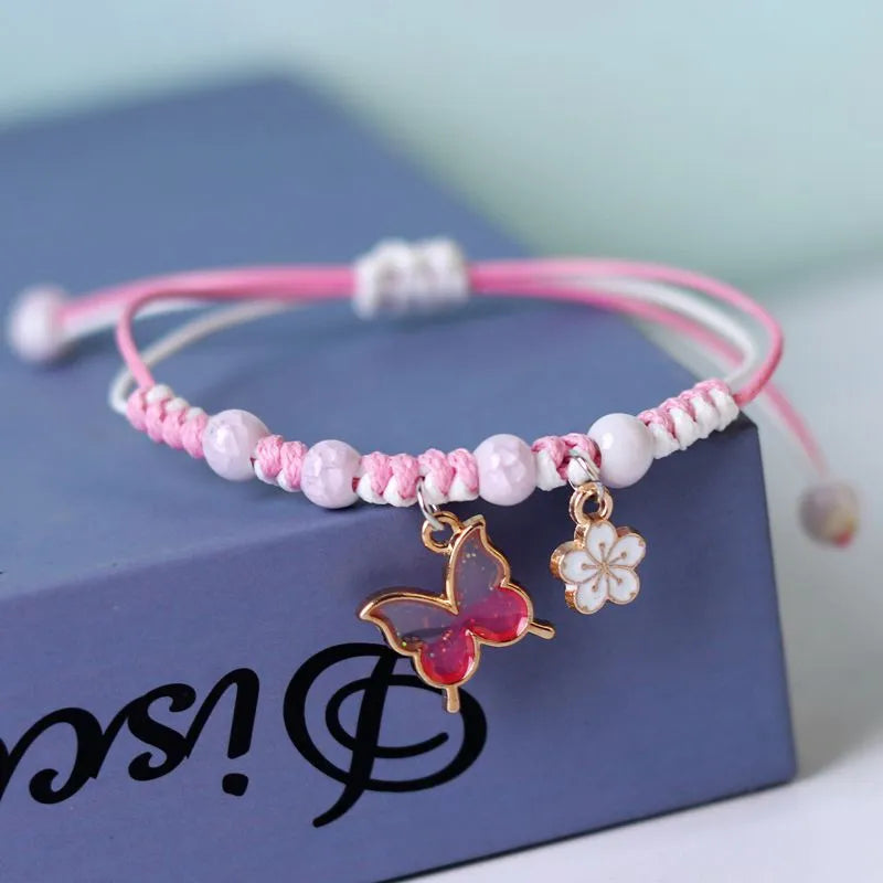 Fashion Handmade Purple Butterfly Flower Bracelet