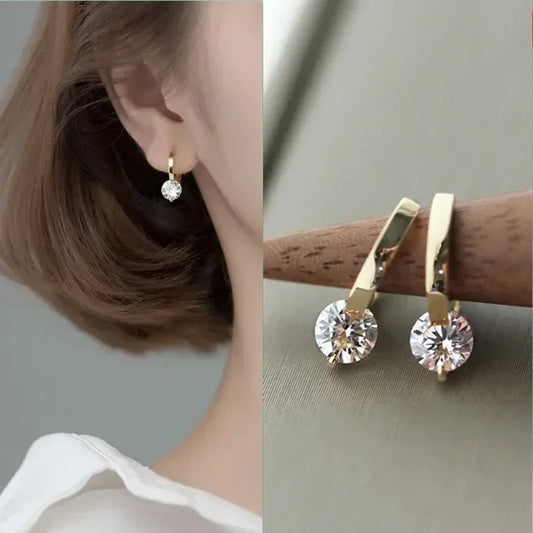 Round Zircon Simple Dangle Earrings