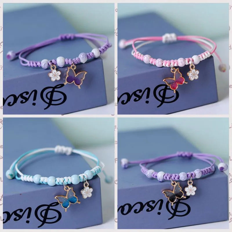 Fashion Handmade Purple Butterfly Flower Bracelet