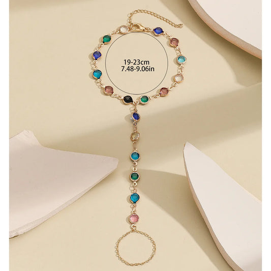 Colorful Zircon Crystal Link Chain Wrist Bracelet
