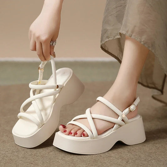 Fashion Cross Strap Platform Sandals