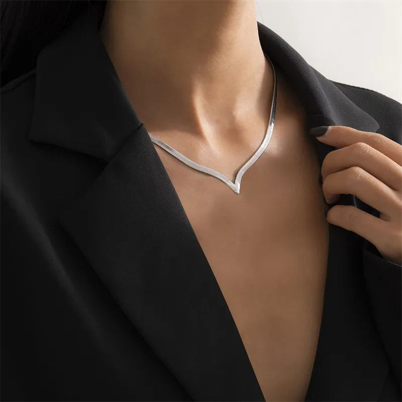 Fashion Flat Snake Chain Herringbone Necklace