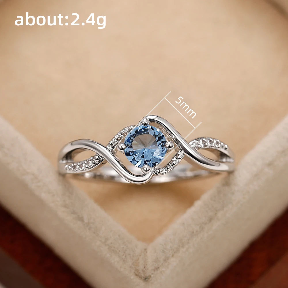 Charming Blue Cubic Zirconia Ring