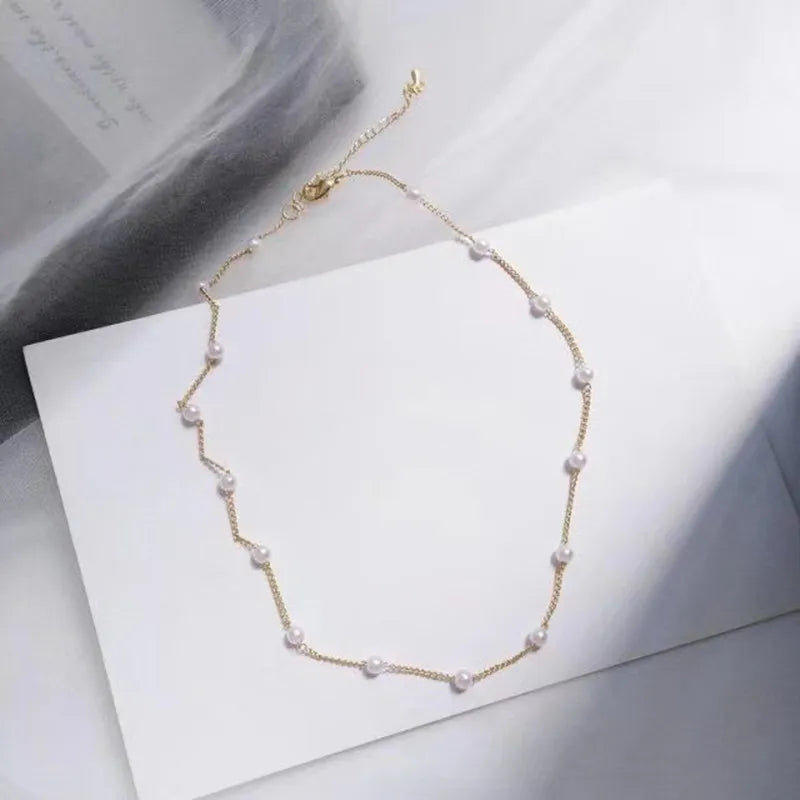 New Beads Women's Neck Chain Pearl Choker Necklace