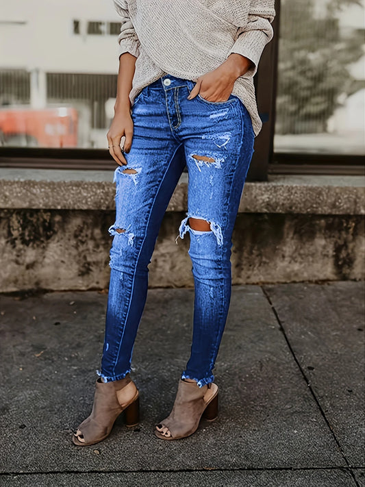 Blue Ripped Skinny Jeans