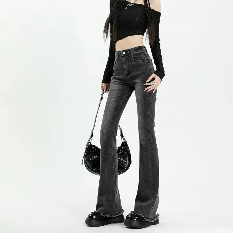 Women's Cotton Elastic Edge Micro Flared Jeans