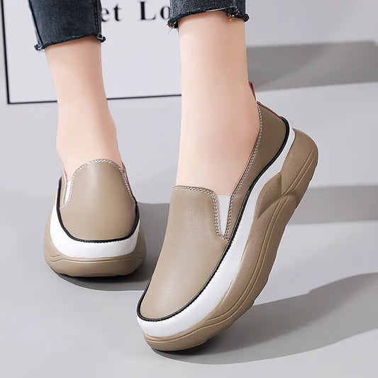 Women Shoes Flats Leather Sneakers