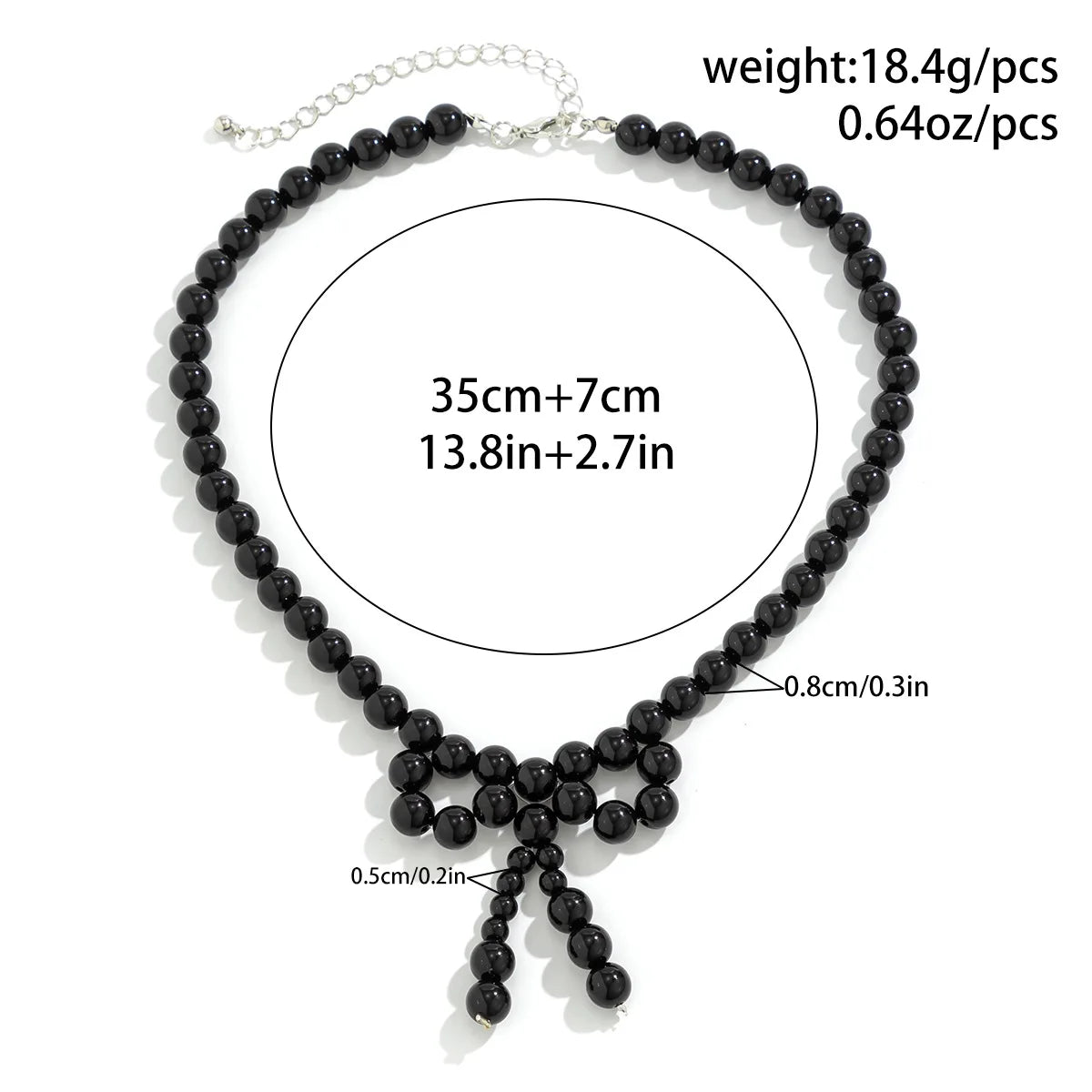 White Beads Bow Choker Necklace